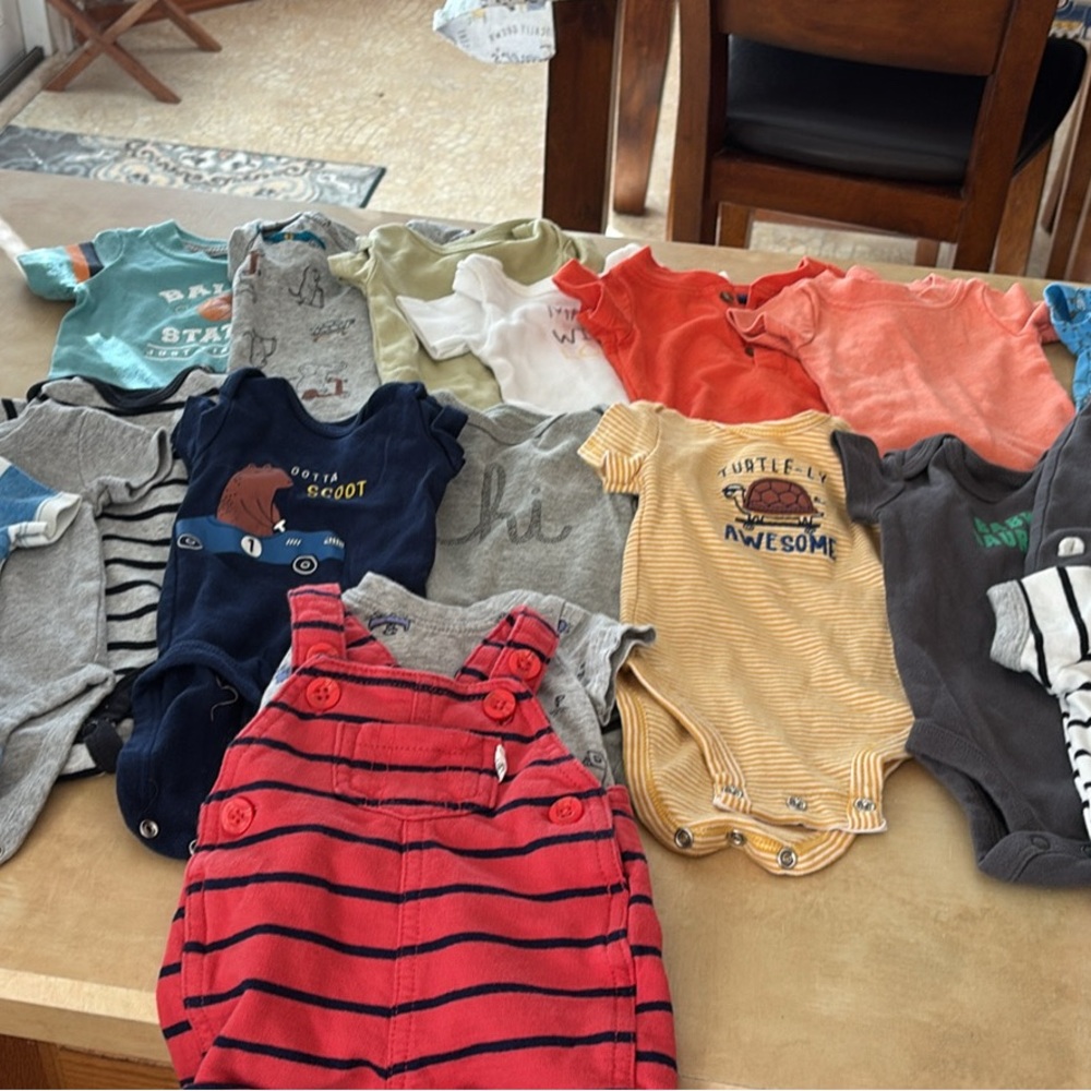 Colorful Baby Onesies and Overalls Set